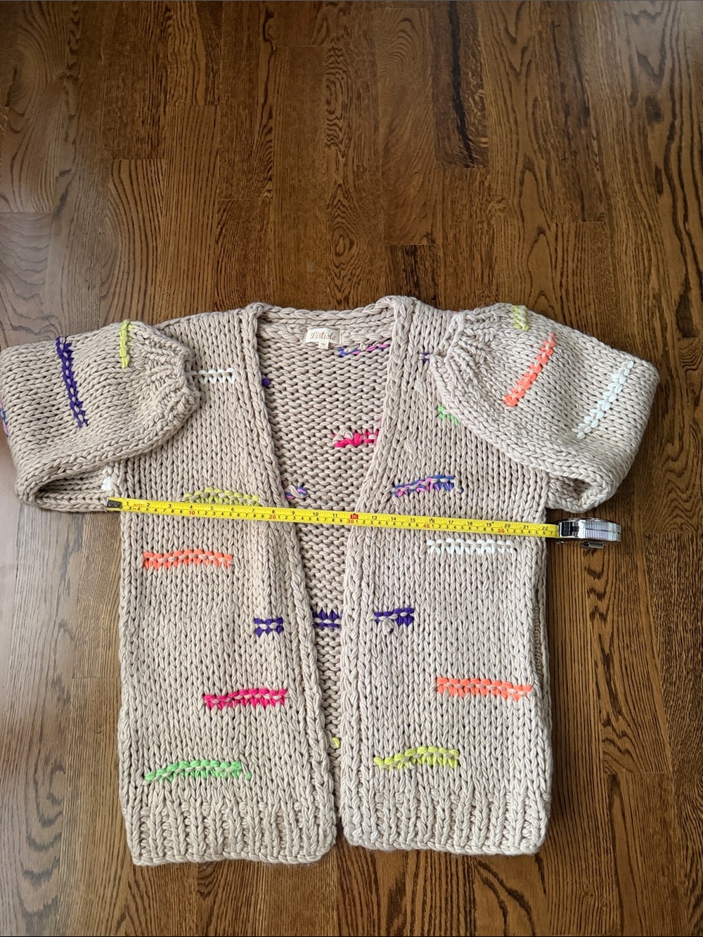 Listicle oatmeal cardigan with balloon sleeves medium - Picture 9 of 13
